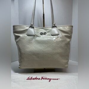 Authentic Salvatore Ferragamo Gancini Embossed Leather w/ COA